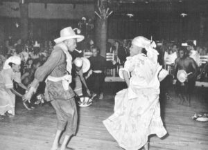 Haitian dancer Pierre Desrameaux dancing with a woman in white, 1950s, from Lavinia Williams' book Haiti-Dance