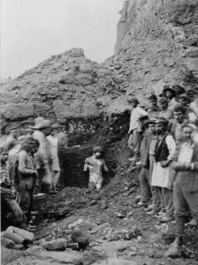 Workers and archaeologists around the newly unearthed statue of Antinous at Delphi, 13 July 1894